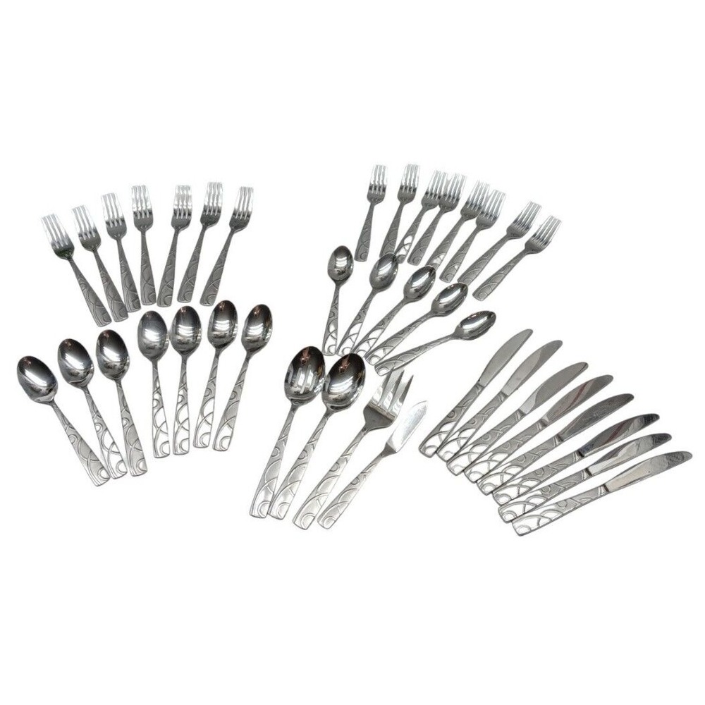 Cambridge 11-20 Stainless Conquest Frosted Glossy Swirls‎ 32 PC SET w/ SS Basket